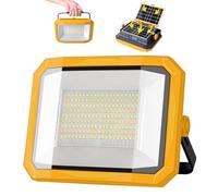 Projecteur LED Rechargeable 100W, Projecteur LED Chantier Portable 12000LM Super Lumineux 13000mAh avec 2 Panneau Solaire, 4 Modes d'éclairage pour Site de Construction, Camping, Atelier