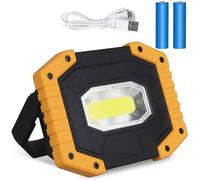 Projecteur LED Rechargeable 20W USB 1200LM Lampes de Travail à LED Camping Imperméable Portable avec 3 Modes 2 piles incluses