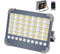 Projecteur LED Rechargeable 6000W,Chantier avec Panneau Solaire, 5 Modes d'éclairage, Lampe de Travail Idéal pour Camping, Chantier