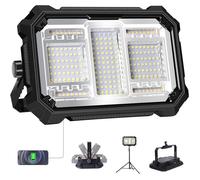 Projecteur LED Rechargeable 80W 8000LM, Projecteur sur Batterie 10000mAh, Base Magnétique et 5 Modes