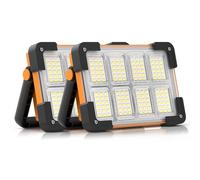 Projecteur LED Rechargeable,Projecteur LED Chantier Portable Solaire & Batterie Rechargeable,4 Modes 6000mAh Lampe de Travail Pour Camping, Chantier, Garage, Atelier(Lot de 2)