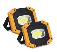 Projecteur LED Rechargeable T-SUN 30W 2000LM Projecteur LED Chantier Portable 5200mAh Lampe Chantier Batterie Lumière de Travail avec 3 Modes & USB pour Camping, Chantier, Garage, Atelier(2 pack)