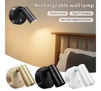 Projecteur LED Rechargeable USB, applique murale magnétique sans fil, capteur tactile, gradation, 3 couleurs, pour porte d'armoire, chambre à coucher
