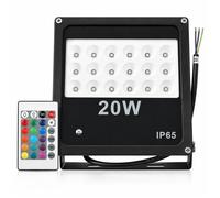 Projecteur LED RGB HCT STYLE 20W IP65 avec Télécommande, 16 Couleurs, Étanche Extérieur