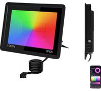 Projecteur LED RGB, IP66 étanche, contrôle par app Tuya, prise EU, 100W