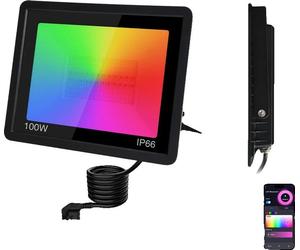 Projecteur LED RGB, IP66 étanche, contrôle par app Tuya, prise EU, 100W