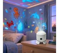 Projecteur LED rotatif dynamique, Dynamic Rotating LED Projector Light, Rechargeable Rotation à 360° Lampe à projection Océan, luminosité réglable, pour chambre et aux salons, enfants et adultes