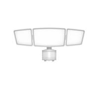 Projecteur LED Solaire Mural Blanc - 3 Têtes Rotatives - 1600 Lumens - Détecteur de Mouvement - Blanc Froid (5000K)