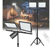 Projecteur LED UISEBRT 2×200W double LED, lampe de chantier, boîtier en aluminium, éclairage de travail, projecteur, intensité réglable, avec trépied réglable en hauteur et télécommande