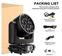 Projecteur LED zoom motorisé - Projecteur de scène - 19x25W 4 en 1 RGBW - Effet faisceau, éclairage et anneau - Contrôle DMX - Éclairage professionnel pour DJ, discothèque, concerts