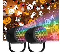 Projecteur lumineux de Noël, projecteur LED for décoration de Noël, lampe de projection rotative à 360° for maison, appartement, jardin, cour, décoration de Noël(Halloween 2PC)