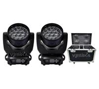 Projecteur mobile, 19 x 15 W, couleurs RGBW,DMX, 2 projecteurs dans 1 valise