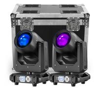 Projecteur mobile pour scène - Projecteur mobile à faisceau DMX - 2 x 180 W - Prisme à 18 facettes - 14 gobos et couleurs - Coffret de transport - Prise européenne