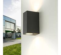 Projecteur mural extérieur, Lampe extérieure anthracite, Applique murale extérieure, Up & Down, IP44, GU10, P:9,2 cm, Balcon Lampe murale, Terrasse, Cour, Applique murale extérieure