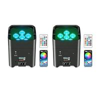 Projecteur PAR LED 108 W sans fil, 2 Piece RGBWA + UV, batterie rechargeable 9600 mAh, télécommande/application/WiFi/DMX, idéal pour soirées, DJ, Noël, bars, mariages, anniversaires