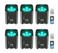 Projecteur PAR LED 108 W sans fil, 6 Piece RGBWA + UV, batterie rechargeable 9600 mAh, télécommande/application/WiFi/DMX, idéal pour soirées, DJ, Noël, bars, mariages, anniversaires