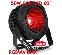 BeamZ Lighting Projecteur PAR LED COB50 50W RGBWA 60° 9 canaux DMX Effet stroboscope Noir