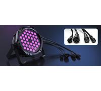 Projecteur PAR LED étanche - Projecteur d'extérieur - LED 36× 3-en-1 RGB - Puissance 216 W - DMX512/RDM - Canaux 3/7 - Activation par le son - Blanc chaud