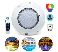 Projecteur Piscine LED 45W AC 12V, LED Submersible Lumière IP68, avec Télécommande 7 couleurs réglables 11 modes d'éclairage