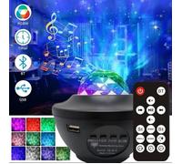 Projecteur RGBW ciel étoilé et océan, veilleuse musicale Bluetooth, veilleuse nébuleuse rotative