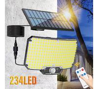 Projecteur solaire de sécurité à 234 LED, détecteur de mouvement pour jardin extérieur, 3 modes, étanche, projecteur solaire séparé pour garage, comparé à l'ancienne version à 100 LED (avec ou sans té