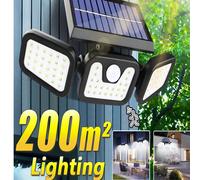 Projecteur solaire extérieur étanche IP65 à détecteur de mouvement, éclairage de sécurité avec angle de détection de 270°, tête orientable, installation facile, applique murale solaire pour jardin ou 