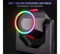 Projecteurs à tête mobile - 295 W, LED RGB - Angle de faisceau étroit de 4° - Compatible DMX - Effet arc-en-ciel et effet de diffusion - Prise européenne - Noir