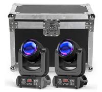 Projecteurs à tête mobile - Éclairage de scène DMX - Lot de 2 - 150 W - 18 prismes - Coffret de transport - Prise européenne