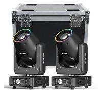 Projecteurs à tête mobile - Éclairage de scène DMX - Lot de 2 avec mallette de transport - 230 W - Prise européenne - 110–240 V - Pour scène et DJ