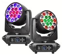 Projecteurs à tête mobile - Projecteurs d'ambiance pour DJ - Lot de 2 - 19 x 15 W - DMX512 16/24 canaux - Rotation horizontale de 540° - Zoom de 10 à 60° - Noir