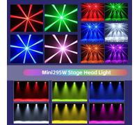 Projecteurs à tête mobile rotative - 295 W - Lot de 4 - Anneau LED périmétrique - DMX512 - Angle de diffusion de 2° - Éclairage de scène