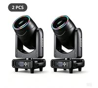 Projecteurs à tête mobile rotative - Spots de scène LED - 295 W - Lot de 2 - Anneau LED - DMX512 - Angle de diffusion de 2° - Pour DJ et scène