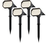 Projecteurs de jardin LED solaires Brandson avec piquet, lampe d'extérieur solaire, applique murale, lot de 4, batterie rechargeable, 1800 mAh, 2 niveaux de luminosité, 3000 K, IP65, résistants aux in