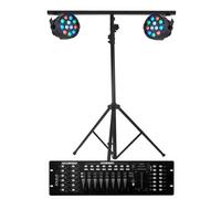PROJECTEURS IBIZA A LED Pack Light 2 PAR MINI RGBW Contrôleur DMX+ Portique