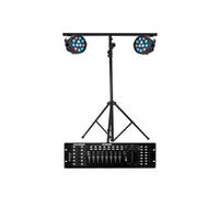 PROJECTEURS IBIZA A LED Pack Light 2 PAR MINI RGBW Contrôleur DMX+ Portique