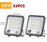 Projecteurs LED - Lot de 2 - 50 W - Sans détecteur de mouvement PIR - Indice de protection IP66 - Lumière blanche froide - 220 V - Pour murs extérieurs
