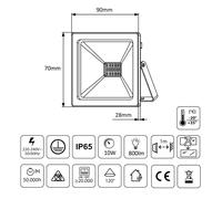 Maclean MCE510 CW Projecteur a LED Lamp à économie d'énergie Super Slim (Blanc Froid 6000K, 10W)