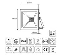 Maclean MCE520 NW Projecteur a LED Lamp à économie d'énergie Super Slim (Blanc Neutre 4000K, 20W)