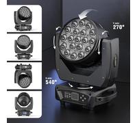 Projecteurs LED motorisés - Lot de 2 - 19 x 15 W RGBW - Zoom 10–55° - DMX512/RDM - Prise européenne - Noir