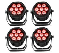 Projecteurs LED PAR - Éclairage de scène DMX - Coffret de 4 unités - 84 W - RGBW UV 6-en-1 - Indice de protection IP65 - Angle de diffusion de 15° - Prise européenne