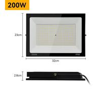 Projecteurs LED - Projecteurs d'extérieur 200 W, lot de 2, modèle B - Blanc froid 5500–7000 K - Indice de protection IP66 - Alimentation 85–265 V - Aluminium - Montage mural