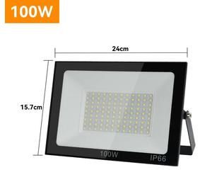 Projecteurs LED - Spots extérieurs LED - 100 W, lot de 2, modèle B - Blanc froid 5500–7000 K - Indice de protection IP66 - Aluminium - Alimentation 85–265 V - Pour une utilisation extérieure