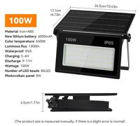 Projecteurs solaires LED pour l'extérieur - Modèle D - 100 W - Lot de 2 - Indice de protection IP65 - Étanche - Avec télécommande
