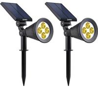 Projecteurs Solaires LED Spiky Lumi Jardin, Lot de 2, 200 Lumens, Blanc Chaud, Etanche, 34 cm