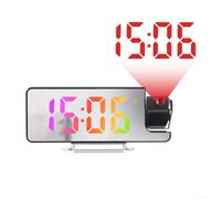Projection Alarm Clock Green LED Display Temperature Digital Projector Clock Adjustable Angle Ceiling Wall Plastic Alarm Clock with Temp Sensor Night Projection Green LED Projection (colored light)