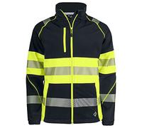 Projob 6443 Veste softshell noire et jaune avec bandes réfléchissantes segmentées EN 20471, veste de protection haute visibilité classe 1, noir/jaune, M