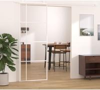 Prolenta Premium - Porte coulissante en verre trempé et aluminium 76x205 cm blanc