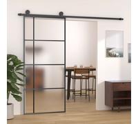 Prolenta Premium - Porte coulissante verre ESG et aluminium mat 90x205 cm noir