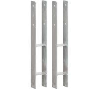 Prolenta Premium - Support de poteau 2 pcs. argenté 8×6×60 cm Acier galvanisé