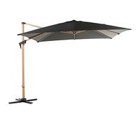 PROLOISIRS Parasol de jardin déporté Roma Look Bois à Manivelle 3 x 3 m - heat oak/gris